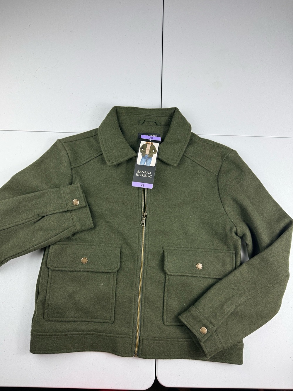 Banana Republic Olive Green Zip-Front Jacket women’s